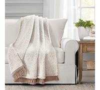 Lush Decor Manta Sherpa con Flecos de Borla, 60 x 50 Pulgadas, Neutral