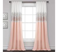 Lush Decor Night Sky - Panel de Cortina para Ventana (Panel Individual), 213 cm de Largo x 106 cm de Ancho, Color Blanco y Rubor