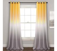 Lush Decor Ombre Fiesta - Juego de Cortinas filtrantes de luz para Sala, Comedor, Dormitorio (par), 52 Pulgadas de Ancho x 84 Pulgadas de Largo, Amarillo y Gris