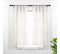 Lush Decor Panel de Cortina de algodón Texturizado de macramé Bohemio para Ventana, Panel Individual, 40 Pulgadas de Ancho x 63 Pulgadas de Largo, Color Blanco, Cortina de Puerta, Divisor de