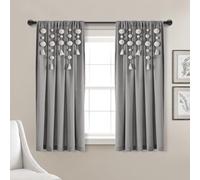 Lush Decor Panel de Cortina de Lino Bohemio con borlas y Pompones (Panel Individual), 63 Pulgadas de Largo x 52 Pulgadas de Ancho, Gris Oscuro