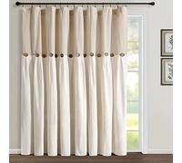 Lush Decor Panel de Cortina de Ventana con botón de Lino (Panel único), 84 Pulgadas de Largo x 100 Pulgadas de Ancho, Lino