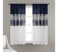 Lush Decor Panel de Cortina de Ventana Night Sky (Panel Individual), 63 Pulgadas de Largo x 42 Pulgadas de Ancho, Azul Marino y Blanco