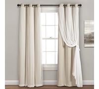 Lush Decor Panel de Cortinas Transparentes con Ojales con Forro Opaco Aislado, Juego de Cortinas de oscurecimiento de habitación (par), 38 Pulgadas de Ancho x 84 Pulgadas de Largo, Trigo