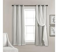 Lush Decor Panel de Cortinas Transparentes con Ojales con Forro Opaco Aislado, Juego de Cortinas de oscurecimiento de habitación (par), 38 Pulgadas de Ancho x 63 Pulgadas de Largo, Gris Claro