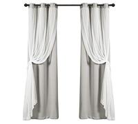 Lush Decor Panel de Ojales Transparente con Forro Opaco Aislante, Juego de Cortinas de Ventana para oscurecer la habitación (par), 274.32 cm x 96.52 cm, Gris Claro, 274.32 cm de Largo