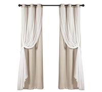Lush Decor Panel de Ojales Transparente con Forro Opaco Aislante, Juego de Cortinas de Ventana para oscurecer la habitación (par), 304.8 x 96.5 cm, Trigo