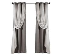 Lush Decor Panel de Ojales Transparente con Forro Opaco Aislante, Juego de Cortinas de Ventana para oscurecer la habitación (par), 241 x 96 cm, Gris Oscuro