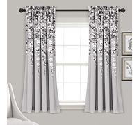 Lush Decor Paneles de Cortina de Ventana con Filtro de luz de Flores lloronas, par, 52 Pulgadas de Ancho x 63 Pulgadas de Largo + cabecera de 2 Pulgadas, Color Gris, Encantadoras Cortinas Florales
