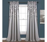 Lush Decor Paneles de Cortina de Ventana Con Filtro de Luz de Flores Lloronas, Par, 52 x 95 Pulgadas + Cabecera de 2 Pulgadas, Color Gris, Encantadoras Cortinas Florales