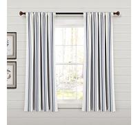 Lush Decor Par de Cortinas de algodón Reciclado con Hilo teñido a Rayas, ecológicas, 160 cm de Largo x 106 cm de Ancho, Azul Marino