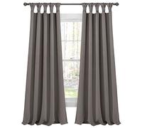Lush Decor Par de Cortinas Opacas aislantes con Trabillas anudadas en la Parte Superior, 134,6 cm de Ancho x 213,4 cm de Largo, Gris Oscuro, Tradicionales y de Estilo rústico francés para el hogar