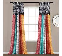 Lush Decor Par de Paneles de Cortinas Bohemias para Ventana, 84 Pulgadas de Largo x 45 Pulgadas de Ancho, Naranja y Azul Marino