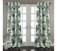 Lush Decor Par de Paneles de Cortinas para Ventana con Estampado de Cachemira Floral, 132.1 cm de Ancho x 274.3 cm de Largo, Color Azul