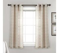 Lush Decor Par de Paneles de Cortinas Transparentes con Ojales texturizados, 63 Pulgadas de Largo x 38 Pulgadas de Ancho, Neutro