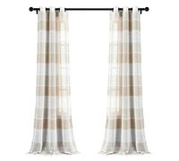 Lush Decor Par de Paneles de Cortinas Transparentes con Ojales texturizados Beige (84 x 38 Pulgadas), 84 x 38 Pulgadas