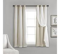 Lush Decor Par de Paneles Transparentes con Ojales con Forro Opaco Aislado, 45 Pulgadas de Largo x 38 Pulgadas de Ancho, Trigo