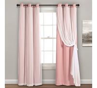 Lush Decor Par de Paneles Transparentes con Ojales con Forro Opaco Aislado, 95 Pulgadas de Largo x 38 Pulgadas de Ancho, Rosa