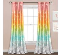 Lush Decor PB&J Rainbow Make A Wish Dandelion Fairy Ombre - Cortina para Ventana (213 cm de Largo x 132 cm de Ancho, 213 cm)