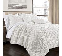 Lush Decor Pintuck Ravello Pintucks, Poliéster, Blanco, King Size