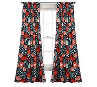 Lush Decor Poppy Garden Juego de Cortinas de jardín de Amapolas para oscurecer la habitación, para Sala de Estar, Comedor, Dormitorio, Mezcla de poliéster, Azul Marino, 52" W x 84" L (Pack of 1)