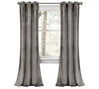 Lush Decor Prima - Cortinas de Terciopelo con oscurecimiento de habitación, Bloque de Color, Conjunto para Sala, Comedor, Dormitorio (par), 38 Pulgadas de Ancho x 84 Pulgadas de Largo, Color Gris