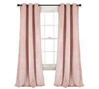 Lush Decor Prima - Cortinas de Terciopelo para oscurecer la habitación, Juego de Paneles de Ventana para Sala de Estar, Comedor, Dormitorio (par), 96,5 cm de Ancho x 213,4 cm de Largo, Color Rubor