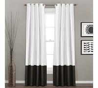 Lush Decor Prima - Par de Paneles de Cortina para Ventana, 108 Pulgadas de Largo x 54 Pulgadas de Ancho, Blanco y Negro