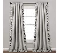 Lush Decor Reyna - Juego de Cortinas con Volantes para Ventana, par, 54 Pulgadas de Ancho x 84 Pulgadas de Largo, Color Gris Claro, Cortina fluida, Cortinas románticas con Volantes para Dormitorio,