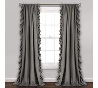 Lush Decor Reyna - Juego de Cortinas con Volantes para Ventana, par, 54 Pulgadas de Ancho x 84 Pulgadas de Largo, Color Gris, Juego de Cortinas fluidas, Cortinas románticas con Volantes para
