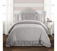 Lush Decor Reyna-Juego de edredón de 2 Piezas con Volantes Gris Claro con Funda de Almohada, tamaño Individual, Poliéster, Twin XL