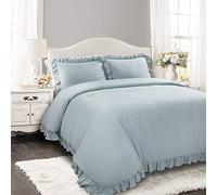 Lush Decor Reyna - Juego de edredón de 3 Piezas con Volantes, Color Azul Lago, con Funda de Almohada, tamaño Queen