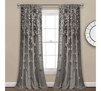 Lush Decor Riley Panel de Cortina para Ventana, encantadores Detalles de Lazo Hechos a Mano, Elegante Cortina Individual con Filtro de luz para Sala de Estar, Comedor o Dormitorio, 54 Pulgadas de
