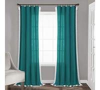 Lush Decor Rosalie Cortinas de Ventana de Estilo rústico, para salón, Comedor, Dormitorio (213 x 137 cm), Color Turquesa