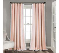 Lush Decor Rosalie Cortinas de Ventana de Estilo rústico para salón, Comedor, Dormitorio (par) de 241 x 137 cm, Rubor, 241 x 137 cm