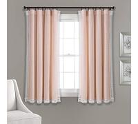 Lush Decor Rosalie Cortinas de Ventana de Estilo rústico para salón, Comedor, Dormitorio (par) de 84 x 54 Pulgadas, Rubor, 54 x 84 Pulgadas
