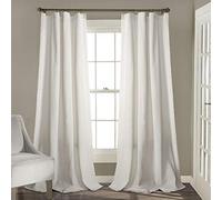 Lush Decor Rosalie - Cortinas para Ventana, Estilo rústico, Juego de Paneles para salón, Comedor, Dormitorio (par), Blanco, 84" L Panel Pair