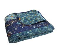 Lush Decor Royal Empire - Manta Reversible de algodón, 127 x 152 cm, Patrones Bohemios Coloridos, Manta Acolchada de otoño, Manta de algodón a Rayas para Cama, sofá o Silla, Azul Pavo Real