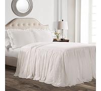 Lush Decor Ruffle Skirt Bedspread Colcha de Falda con Volantes, Poliéster, Blanco, Matrimonio