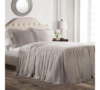 Lush Decor Ruffle Skirt Bedspread Colcha de Falda con Volantes, Poliéster, Gris, Matrimonio Doble