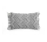 Lush Decor Studio Chevron - Funda de Almohada Decorativa de macramé, 13 Pulgadas de Ancho x 20 Pulgadas de Largo, Color Gris