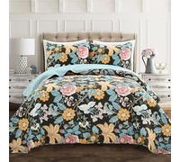 Lush Decor Sydney - Juego de edredón de 3 Piezas, Color Negro y Azul