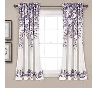 Lush Decor Tanisha Curtains - Juego de Paneles de Ventana con diseño Floral de Vid para oscurecer la habitación (par), 52 Pulgadas de Ancho x 63 Pulgadas de Largo, Morado y Gris