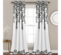 Lush Decor Tanisha - Par de Paneles de Cortina para Ventana con Filtro de luz, 95 Pulgadas de Largo x 52 Pulgadas de Ancho, Blanco y Negro