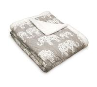 Lush Decor Throw Manta Sherpa Reversible, Elephant Parade Gris, 127 cm x 152 cm