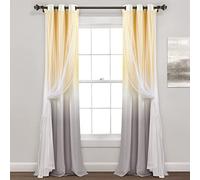 Lush Decor Umbre Fiesta - Panel de Cortina Transparente con Ojales para filtrar la luz (Panel Individual), 84 Pulgadas de Largo x 38 Pulgadas de Ancho, Amarillo y Gris