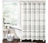 Lush Decor Urban Diamond - Cortina de Ducha de algodón Reciclado, ecológica, 183 x 183 cm, Gris