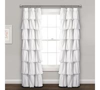 Lush Decor Ventana de Encaje con Volantes, 84 x 52 Pulgadas, Panel de Cortina Blanco