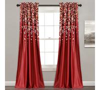 Lush Decor Weeping Flowers Flores Llorando, Poliéster, Rojo, 52W x 84L, 2