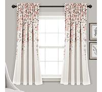 Lush Decor Weeping Flowers - Juego de Paneles de Cortinas para oscurecer la Sala, Comedor, Dormitorio (par), 52 Pulgadas de Ancho x 63 Pulgadas de Largo, Color Rubor y Gris